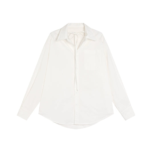 [Exhibition] Light Luxury White Shirt with Lace-Up Detail