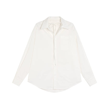 [Exhibition] Light Luxury White Shirt with Lace-Up Detail