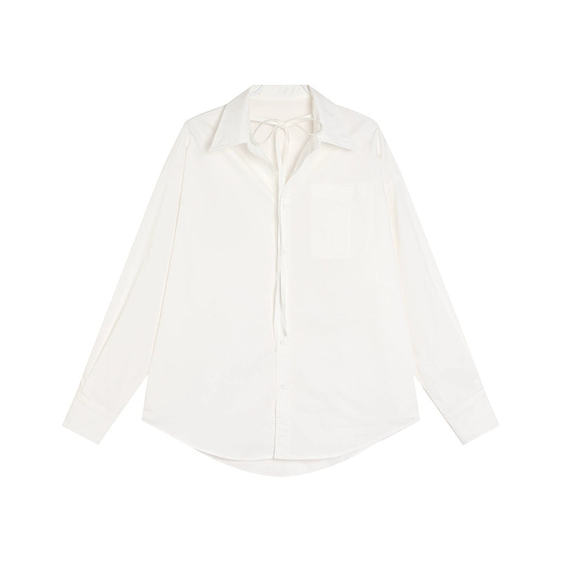 [Exhibition] Light Luxury White Shirt with Lace-Up Detail