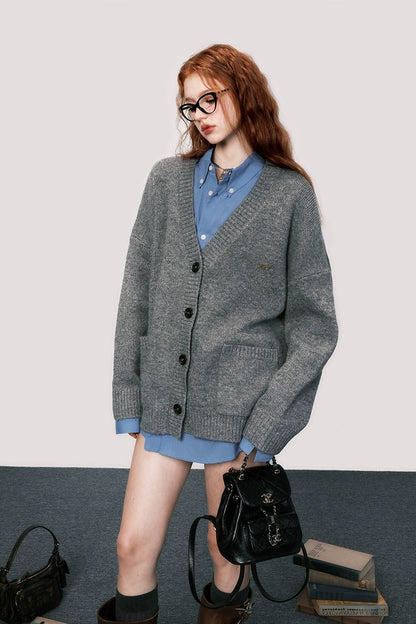 Lazy Grey Wool Cardigan - High Grade