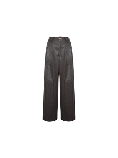 Misen Faux Leather Wide-Leg Trousers