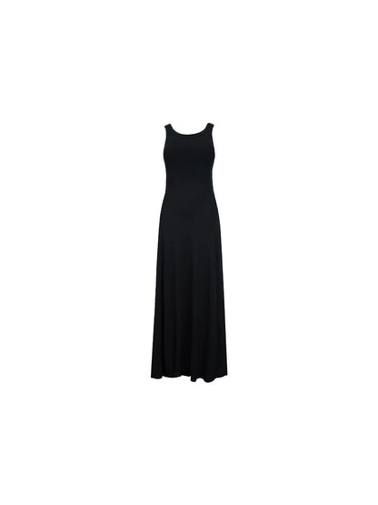 French Vintage Sleeveless Sundress – Belted Slim Fit Maxi