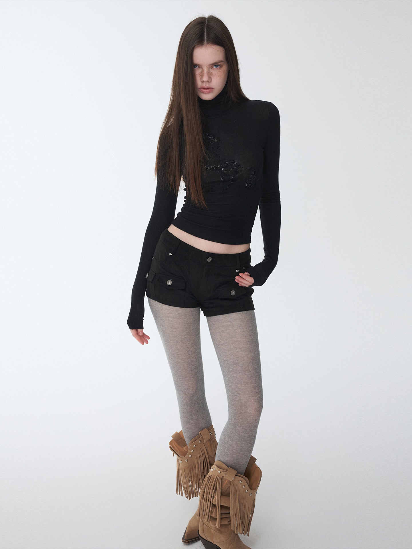 Studded Suede Cargo Shorts