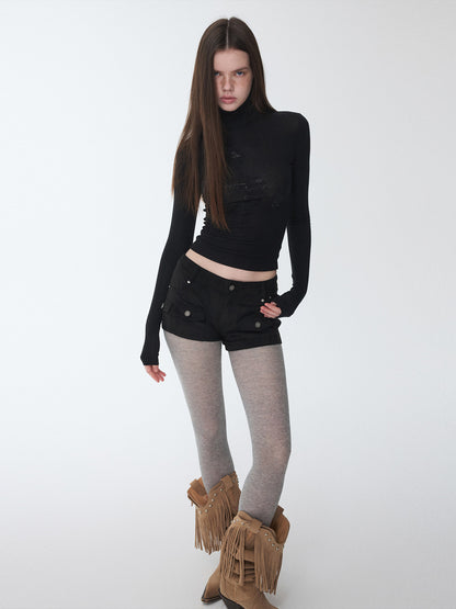 Studded Suede Cargo Shorts