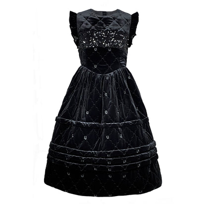 Robe longue noire à paillettes