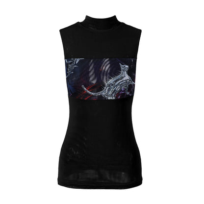 Psychedelic Mesh High Neck Vest