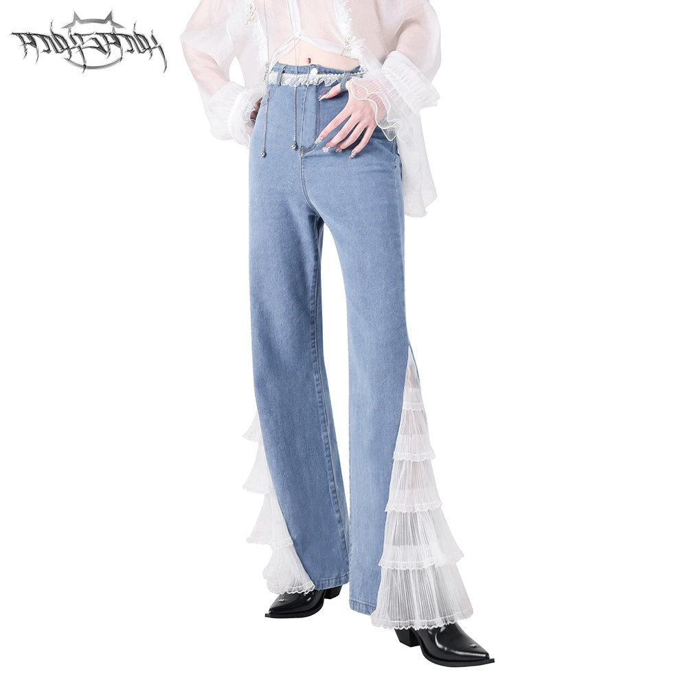 Lace Fairy Horn Denim Pants