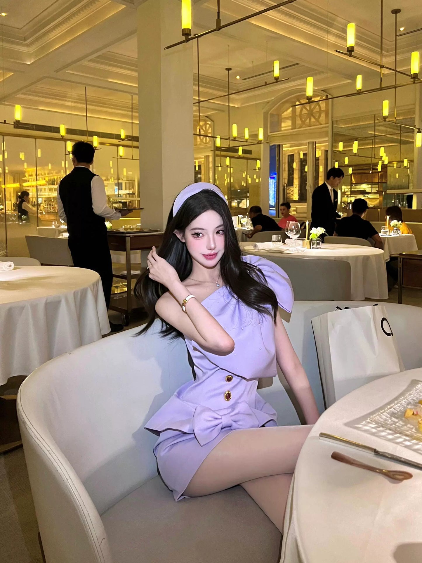 Cheongsam-Inspired Blue Bridal Gown – Luxe Morning Robe for Adult Occasions