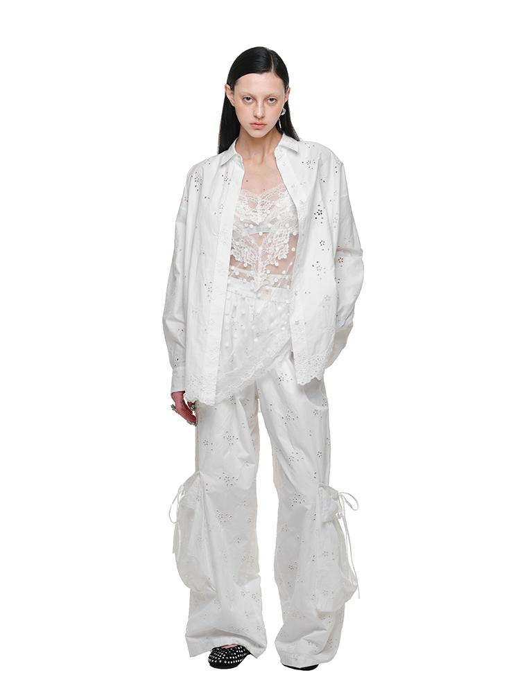 Jacquard Silhouette White Shirt – Elegant Premium Texture