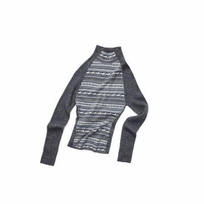 Color-Block Turtleneck Knit Top