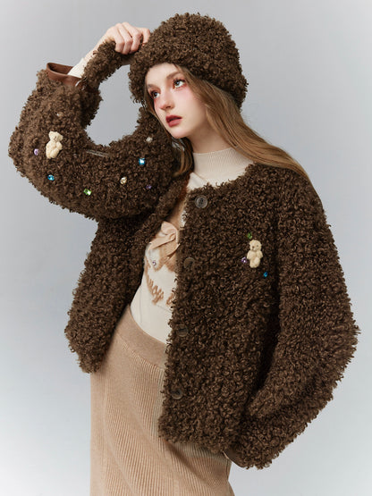 Broken Diamond Small Smoked Plush Short Coat