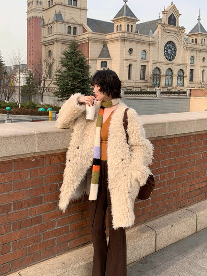 Luxe Faux Shearling Long Fur Coat – Plush & Cozy