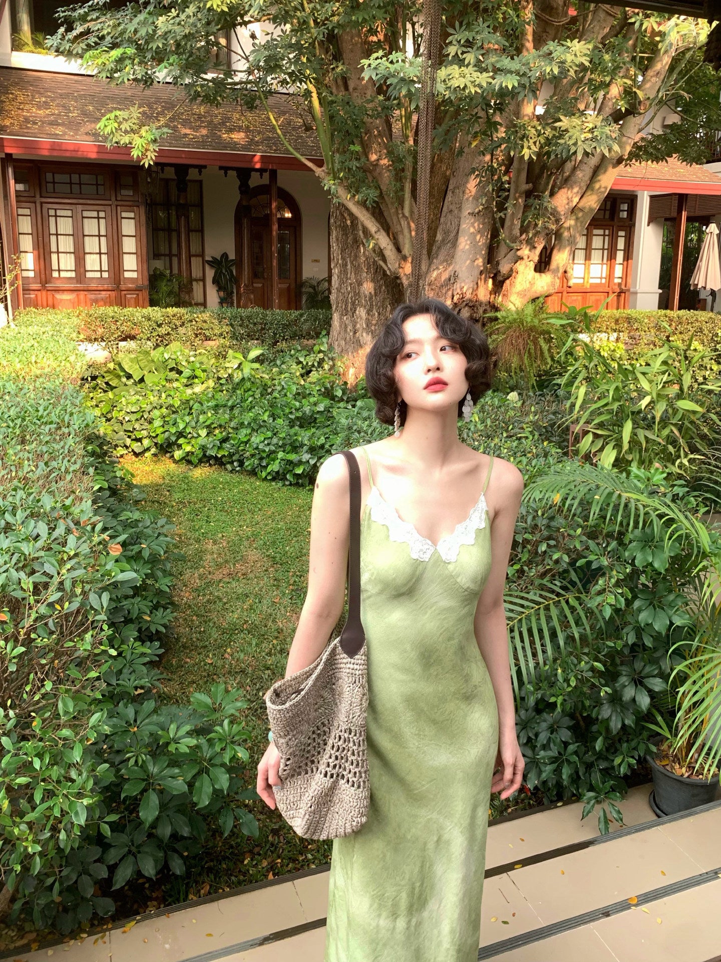 Green in the Clouds Lyocell Lace Dress