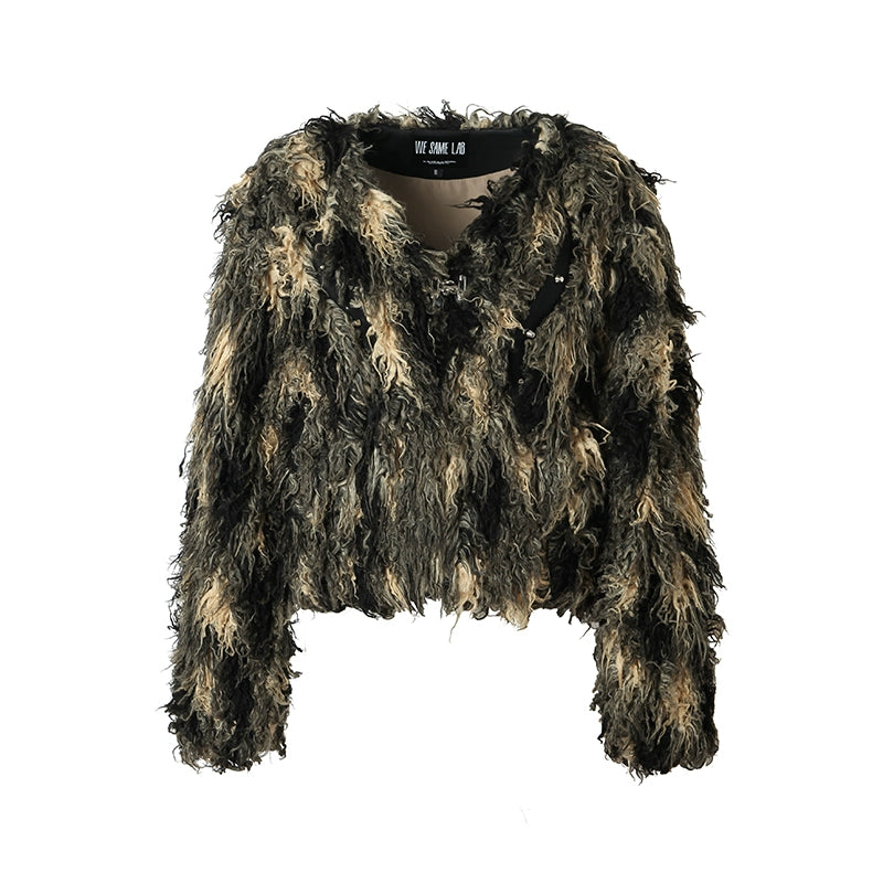 Short Fur Tassel Car Stripe Fur Coat