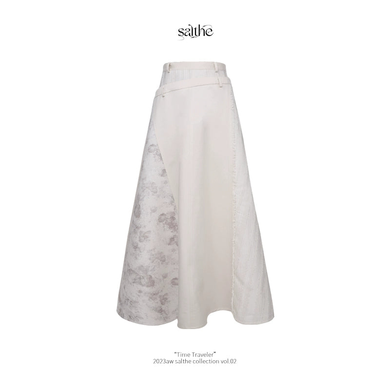 Falling Dream Kulan A-line Irregular Printed Spliced Skirt