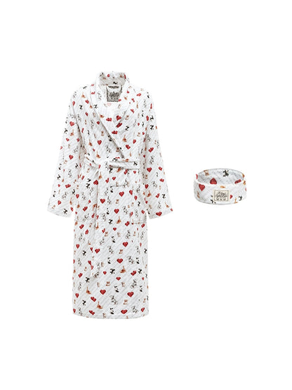 Dog and Cat Print Knit Bathrobe Set – Cozy Animal-Themed Loungewear