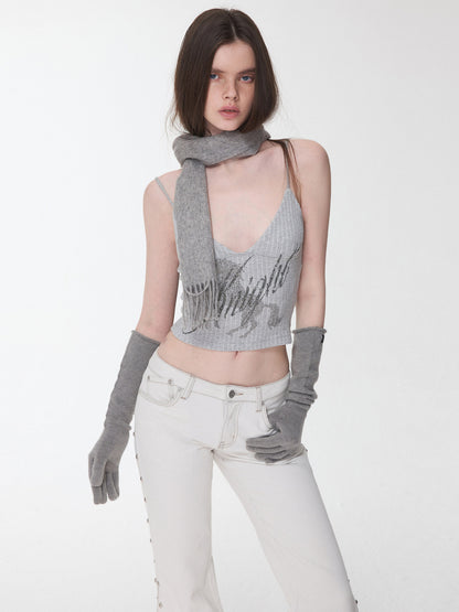 Knight Horse Rhinestone Knit Camisole