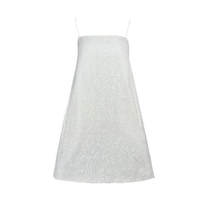 White Sequin Suspender Dress