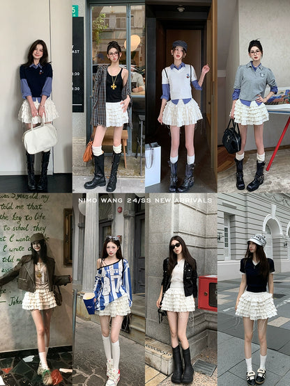 [Ruth's Style] Raw Edge High-End Cake Skirt - Early Autumn Hot Girl Style