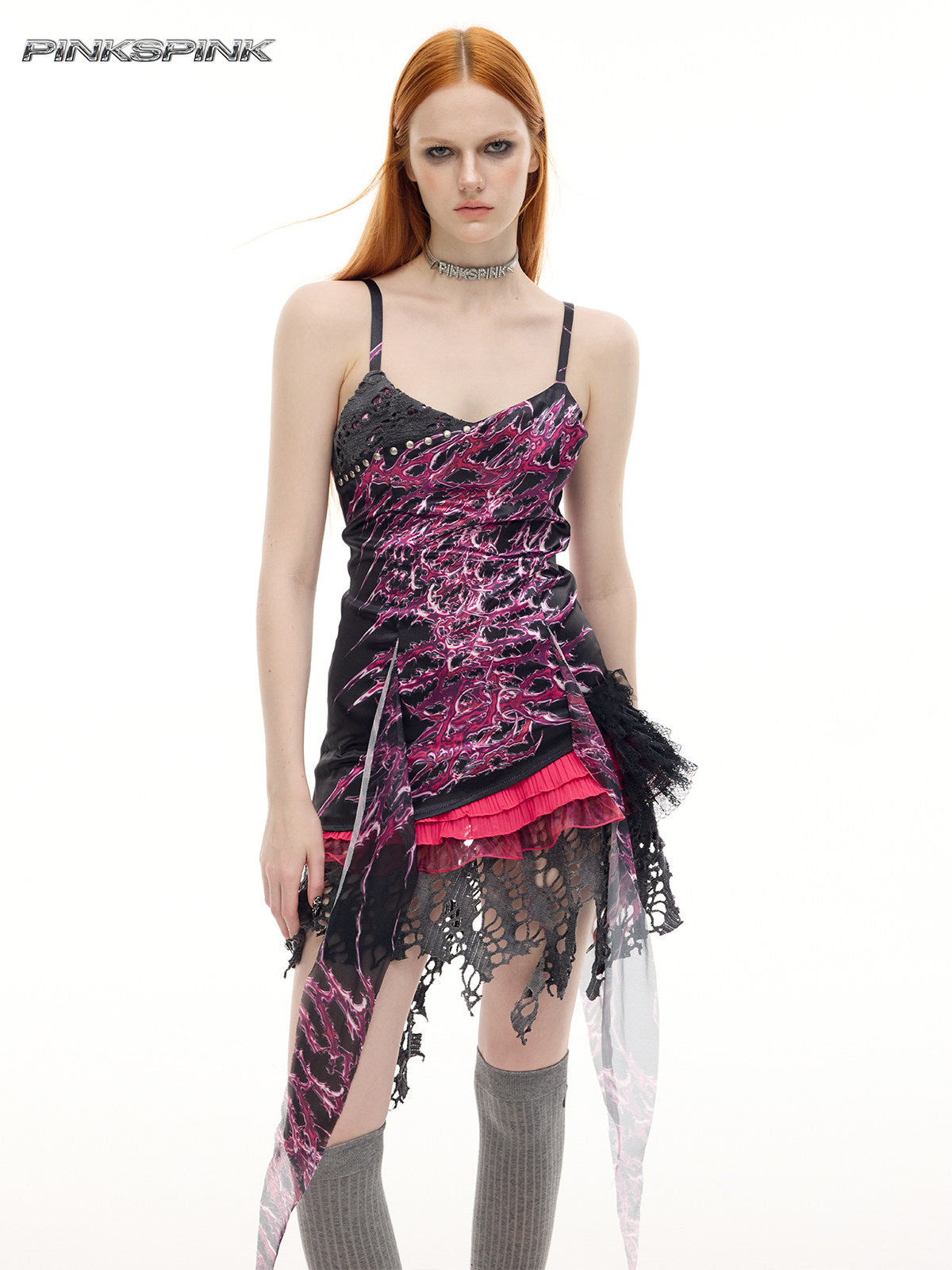 Future Punk Digital Dress – Y3K Reimagined Rock Hot Girl Silhouette