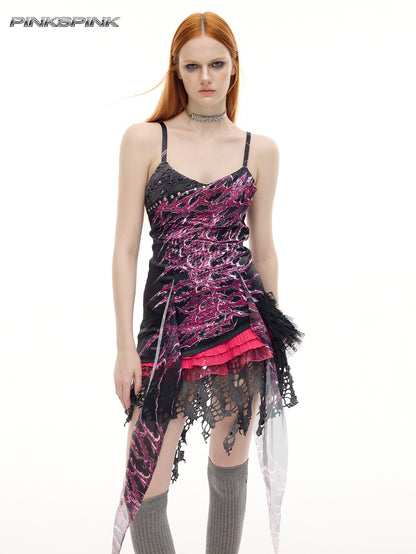 Future Punk Digital Dress – Y3K Reimagined Rock Hot Girl Silhouette