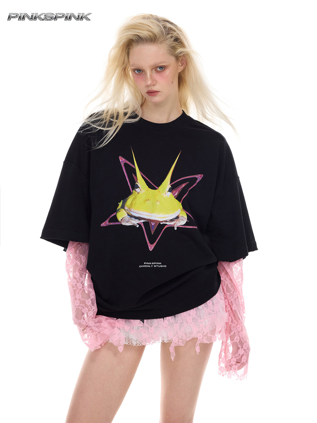 Rock Frog Graphic Loose-Fit Punk Y3K Unisex Tee