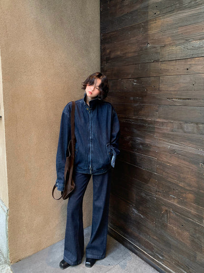 Cloud Steps Straight-Leg Dark Denim Jeans – Hong Kong Retro Autumn Essential