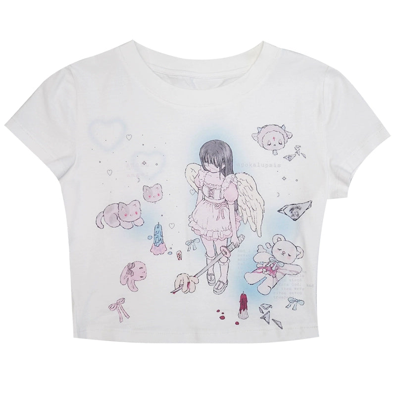 Camiseta de estampado de ángel