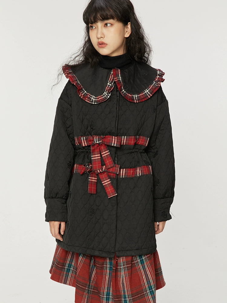 Red Plaid Cotton Coat