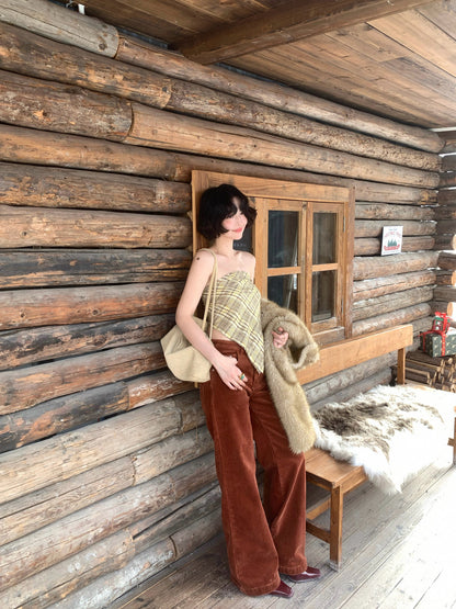 High-Waisted Corduroy Tailored Trousers