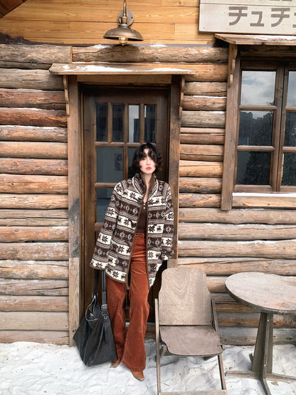 Snowy Deer Walk Christmas Faux Shearling Coat
