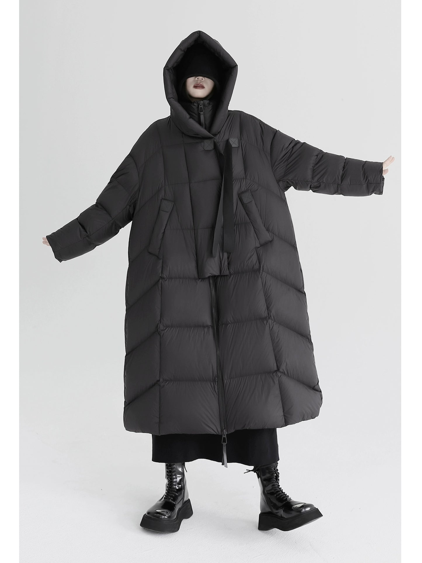 Loose Silhouette 90% White Goose Down Jacket (Mid-Length Style)