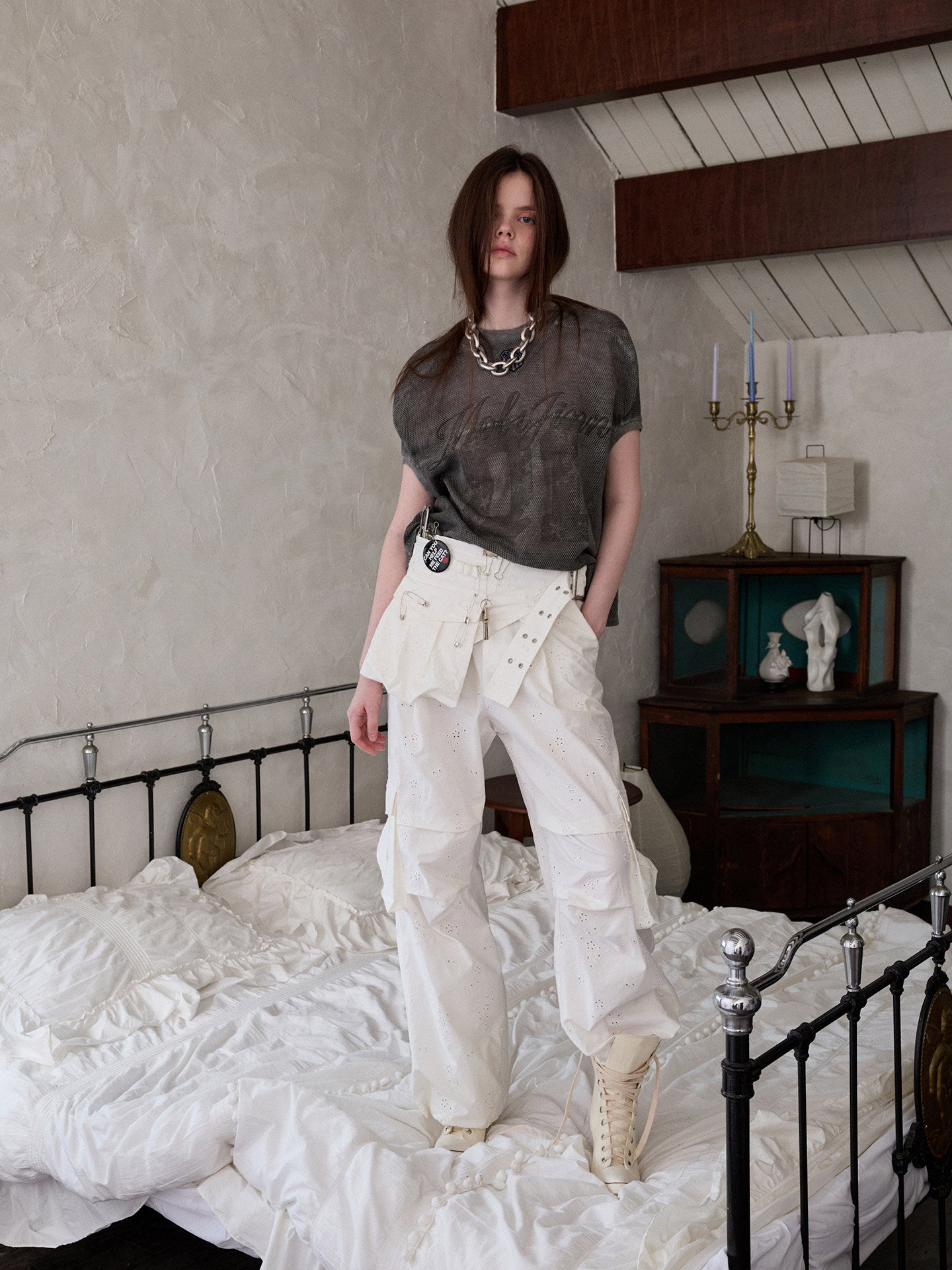 Embroidered Cargo Balloon Pants