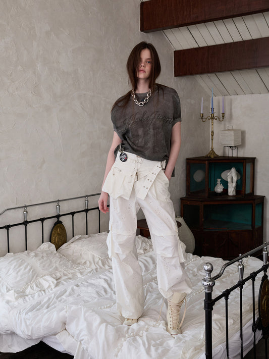 Embroidered Cargo Balloon Pants