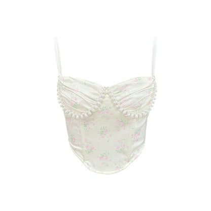 Ensemble de jupe de corset floral rose