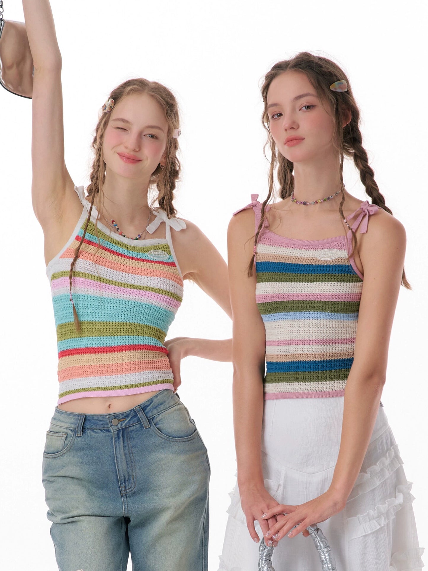 Color Striped Knitted Tank Top | Sleeveless Retro Design for Summer