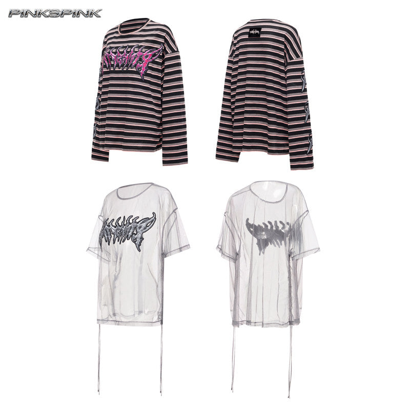 Dengetsu Shin Dual-Stripe Concept Y2K T-Shirt
