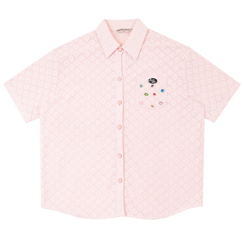 Texture Sense Short Pink Diamond Shirt - New Design