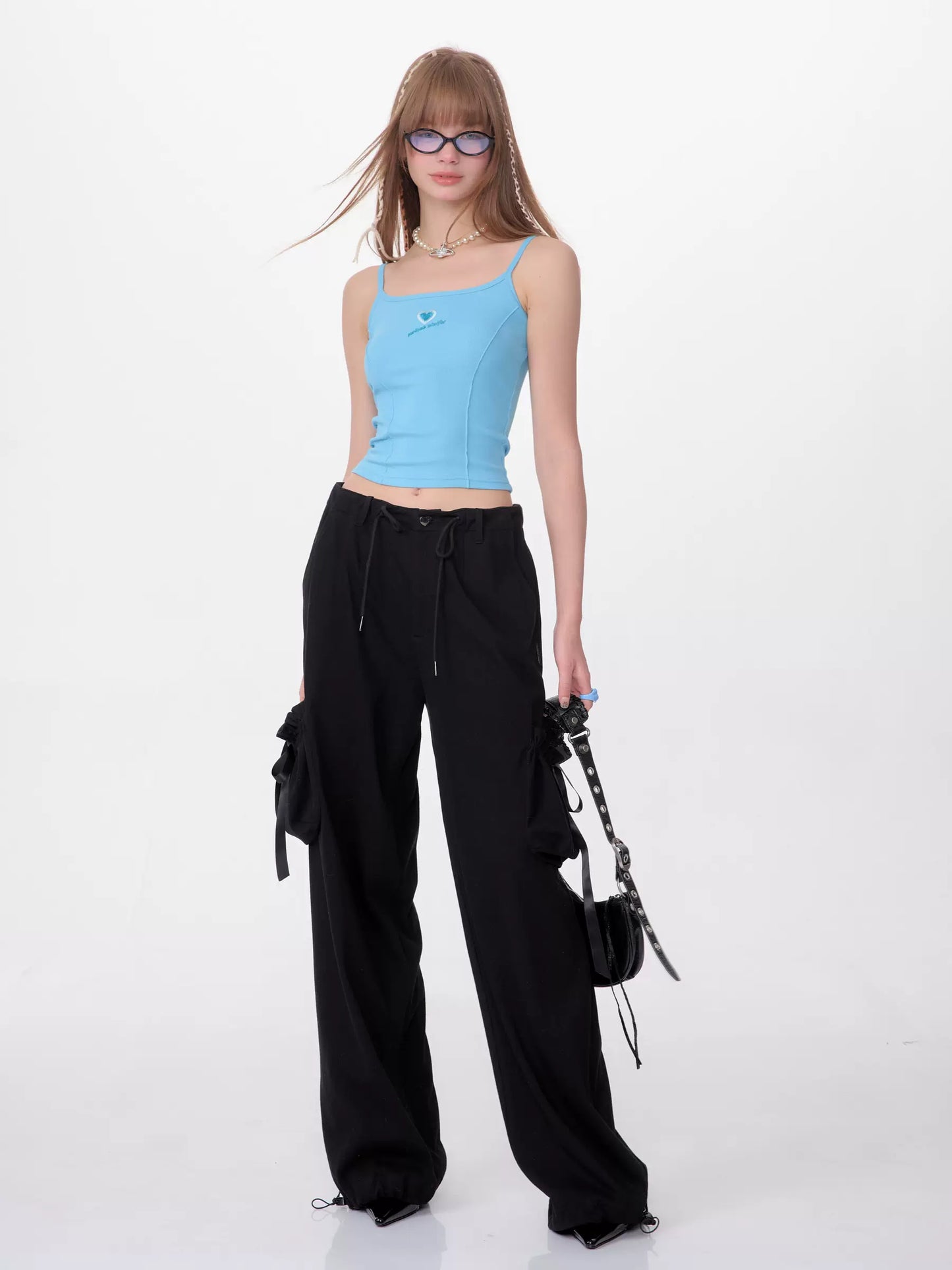 High Waist Bow Pocket Loose Pants | Retro Spring/Summer Wide-Leg Style