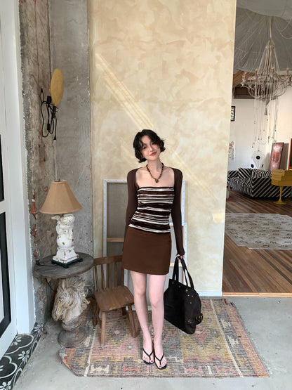 Weaving Shore Striped Cardigan & Bandeau Set