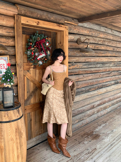 Tan Shiyu Tencel Print Midi Skirt
