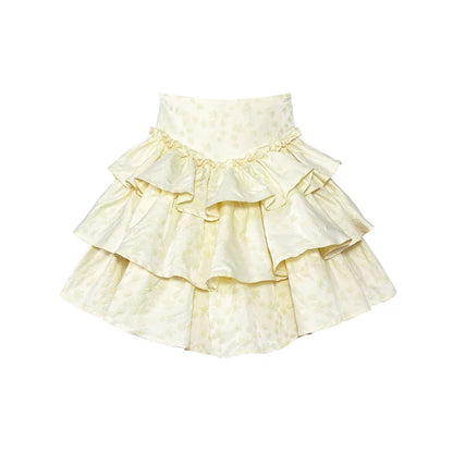 Cream Jacquard High-Waist Swan Dress