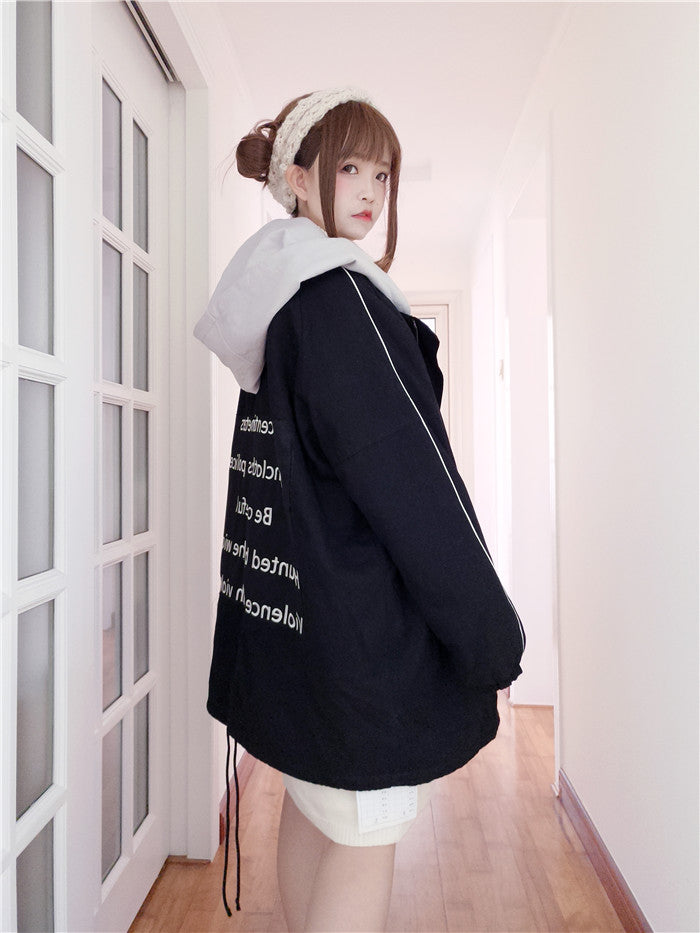 Handsome BF Style Loose Hooded Trench Coat