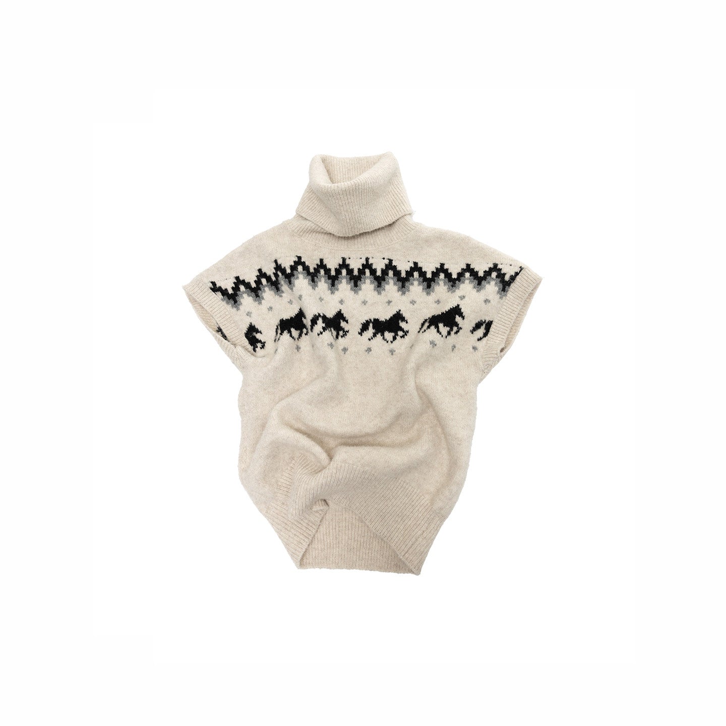 Fair Isle Pony High-Neck Knit Top