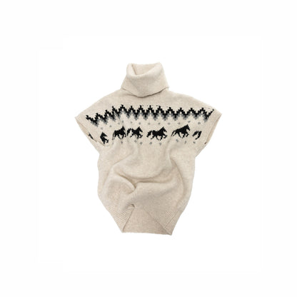 Fair Isle Pony High-Neck Knit Top