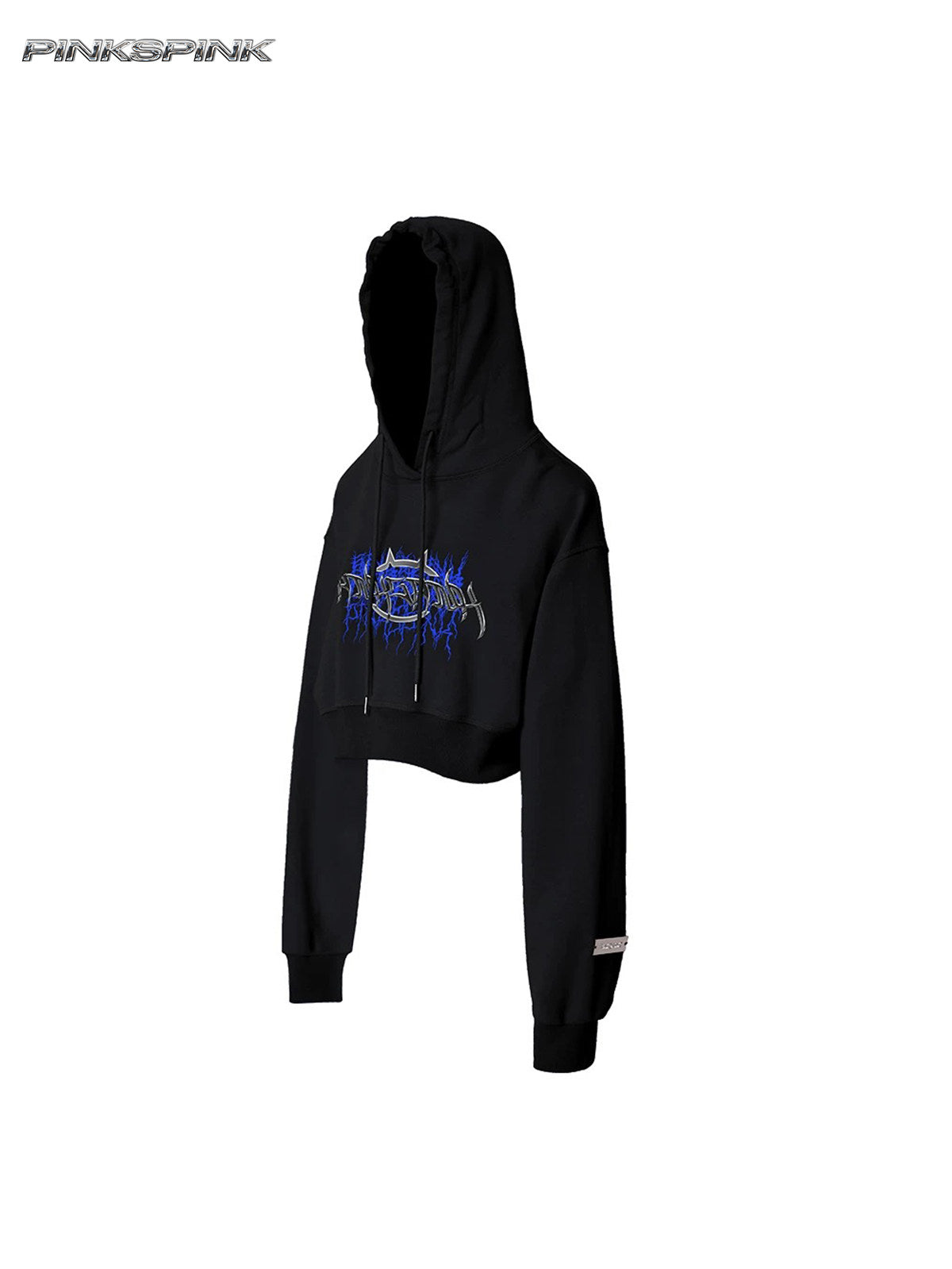 Thorn Print Backless Hooded Y2K Hot Girl Fleece