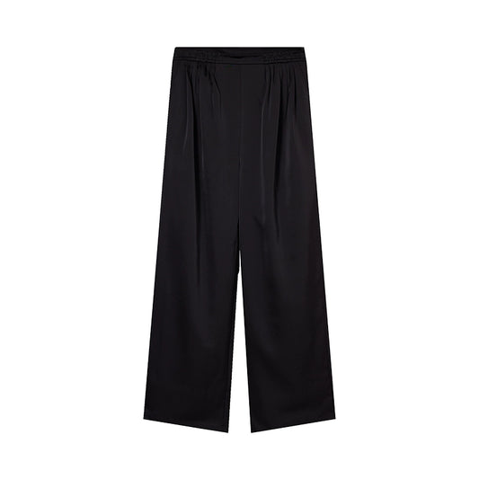 Black High-Waist Wide-Leg Velvet Pants - Women's Autumn/Winter Casual Style