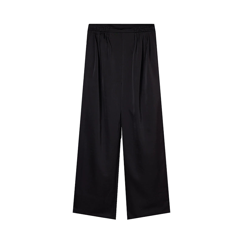 Black High-Waist Wide-Leg Velvet Pants - Women's Autumn/Winter Casual Style