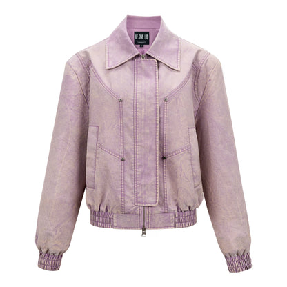 Diseño original de hombro americano Pink Purple Purple Retro Pink Jacket hecho de Old Wash Side Song Jacket Autumn Jacket