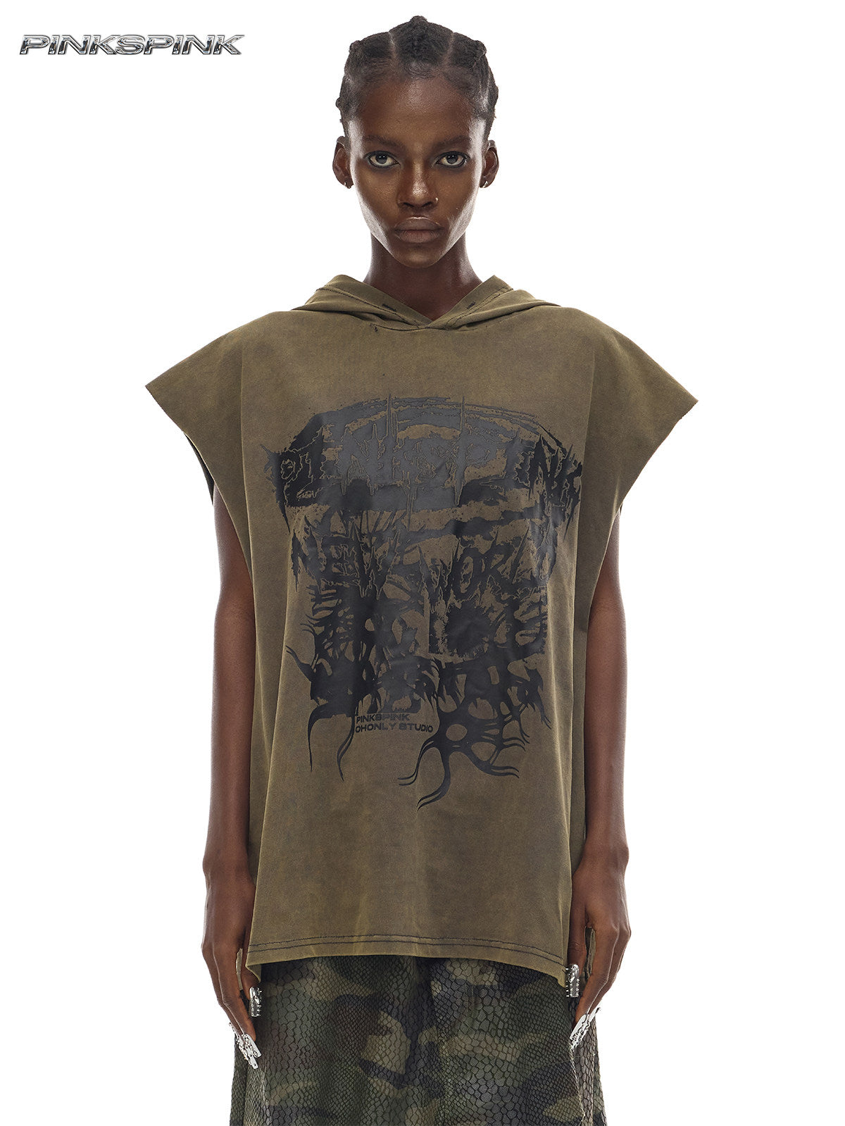 Cosmic Vortex Sleeveless Hooded Y3K Unisex Sweatshirt